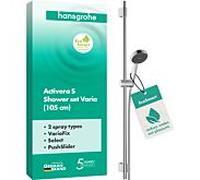 Ensemble de douche hansgrohe Activera Select S 28050000 2 types de jets à économie d'eau avec barre de douche Varia, Ø 95 mm, version 105, chromé