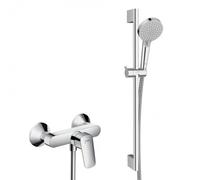 Ensemble de douche Logis Mitigeur mural + Douchette 2 jets avec Barre 65cm + Flexible, Chrome (71600000-Vernis)