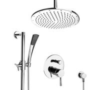 Ensemble de douche PaulGurkes avec douche à effet pluie encastrée de 30 cm ronde et barre de douche