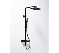 Ensemble de douche Steinberg Série 342 3422721 S avec mitigeur thermostatique apparent, douche de pluie et douchette, noir mat