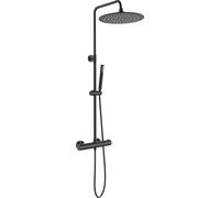 Ensemble de douche thermostatique avec douche à effet pluie et douchette, noir mat