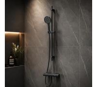 Ensemble de douche noir AM.PM : thermostat de douche & ensemble de douche Ensemble de douche : douchette, barre de douche et thermostat Thermostat de douche, F428XA46, mat