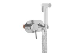 Ensemble de douchette à main pour toilettes avec robinet mitigeur d'eau chaude et froide, douche WC en acier inoxydable argenté avec poignée à pression, montage mural G1/2, pulvérisateur de bidet de