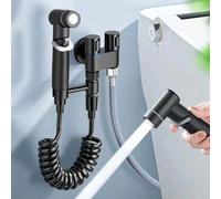 Ensemble de douchette bidet murale en alliage de zinc avec vanne d'angle, 1 entrée 2 sorties, pour le nettoyage à l'eau des toilettes et accessoires de salle de bain noir,placage,Cendres de pistolet,e