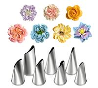 Ensemble de douilles à poches en forme de pétales de rose, buses à glaçage en acier inoxydable pour fleurs, outils de décoration de gâteaux et cupcakes, douille à poches DIY UnicoloreAcier inoxydable