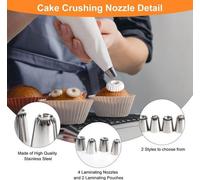 Ensemble de douilles de décoration Ibenzoa® comprenant 4 pièces avec 2 pochettes de pâtisserie réutilisables de 10 pouces – 2 douilles grandes et 2 petites, en acier inoxydable de qualité alimentaire,