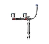 Ensemble de drainages professionnels à 2 compartiments pour évier - Système de tuyaux en métal antirouille pour une longue durée de vie - Double vidange d'évier en acier robuste avec rapide et fuite