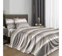 Ensemble de draps de lit 4 pièces avec imprimé géométrique à larges rayures comprenant 1 drap-housse, 1 drap plat, 2 taies d'oreiller (inserts d'oreiller non inclus). Ensemble de draps de lit, convien