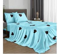 Ensemble de draps de lit à motif de marbre noir 4 pièces, comprend 1 drap-housse, 1 drap plat et 2 taies d'oreiller, ensemble de protection de matelas (inserts d'oreiller non inclus), convient aux tai