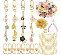 Ensemble de fabrication de porte-clés DIY 5/10/65/130 pièces, comprenant pendentif en alliage, chaîne d'extension, pinces | Accessoires de bijoux | Décorations suspendues personnalisables 130 pièces +