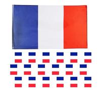Ensemble de fanions et drapeaux de la France - Français - Guirlande toutes saisons d'environ 10m - 20 drapeaux - Grand drapeau avec œillets environ 5ft x 3ft - Football - Événements de rugby