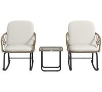 Ensemble de fauteuils berçants en rotin Outsunny, ensemble de mobilier de jardin comprenant 2 fauteuils et 1 table basse