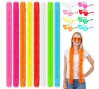 Ensemble de fête de 16 pièces : boas en plumes et lunettes de soleil en forme de cœur, de couleurs variées