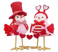 Ensemble de figurines d'oiseaux d'amour de la saint-valentin, avec bannière en forme cœur, décor fait à la main pour la saint-valentin, 7, 9 pouces, décoration 'étagère à oiseaux nordique pour la
