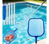 Ensemble de filet de skimmer de piscine, perche télescopique en alliage d'aluminium réglable à 5 sections de 48 pouces, filet de nettoyage de bassin dense, filet à feuilles à maille fine, convient pou