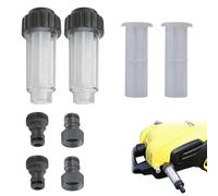 Ensemble de Filtres pour Nettoyeur Haute Pression - 2 Filtres à Eau 3/4" avec 4 Cartouches de Rechange et Connecteurs, Compatible Kärcher K2-K7