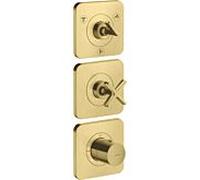 Ensemble de finition Hansgrohe 36704950, module thermostatique encastré 380/120, avec rosaces, laiton brossé