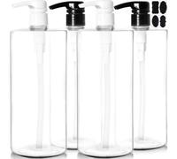 Ensemble de flacons distributeurs Unyqoos® : 4 flacons de 960 ml – distributeurs en plastique réutilisables, sans BPA et sans plomb, avec pompes refermables, idéaux pour le shampooing, le savon et les