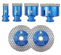 Ensemble de forets à noyau diamantés - Forets à noyau pour carrelage - 6 pièces - Revêtement en diamant - Granulométrie moyenne - Pour percer des matériaux de maçonnerie - Adaptés pour carrelage, céra