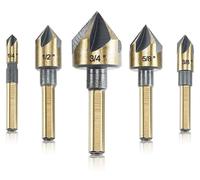Ensemble de forets à zinc, 5 pièces, en acier à haute vitesse, angle de 82 degrés, 5 hélices, arbre rond de 6 mm, fraise pour perçage à zinc, disponible dans les tailles : 0,25 pouce, 1 cm, 0,6 pouce,