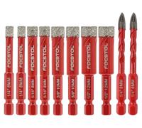 Ensemble de forets diamant secs - Coffret de 10 pièces pour le carrelage, la céramique, le marbre et le granit