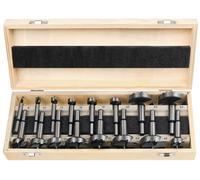 Ensemble de forets Forstner 16 pièces pour bois, de diamètre 6 à 54 mm, avec tige cylindrique, présenté dans une boîte en bois