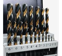 Ensemble de forets métalliques, 19 pièces, en acier HSS M2, forets hélicoïdaux "Turbobohrer", de 1 à 10 mm