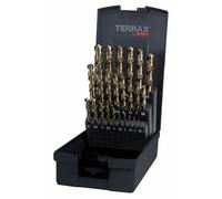 Ensemble de forets spirales en cobalt, 25 pièces, dans un coffret en tôle d'acier, avec des mèches en acier rapide HSS-G rectifiées