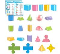Ensemble de formes géométriques - Kit d'apprentissage de perspective 3D de 28,4 cm | Manipulatives mathématiques PP - 20 pièces de corps géométrique pliable, blocs d'enseignement STEM pour