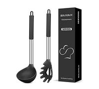 Ensemble de Fourchette à Pâtes et Louche à Soupe en Silicone, Ustensiles de Cuisine Pratiques Antiadhésifs Sans BPA Résistant à la Chaleur Pour Cuisiner, Servir, Égoutter, Remuer