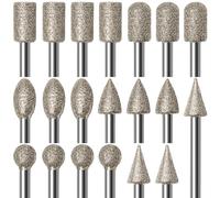 Ensemble de Fraises Diamantées pour Sculpture, Kits de polissage 20 PCS Accessoires d’outils rotatifs Tige 1/8' pour Gravure, Meulage, Pierres, Roches, Bijoux, Verre, Céramique