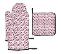 Ensemble de gants de cuisine avec imprimé Tour Eiffel de Paris - Pour la cuisson au four à micro-ondes - Cadeau de cuisine