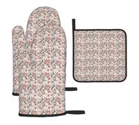 Ensemble de gants de cuisine avec imprimé Tour Eiffel et fleurs de Paris