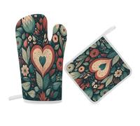 Ensemble de gants de cuisine et maniques en forme de fleur, gants de cuisine et maniques pour cuisine, grillades, appartements essentiels