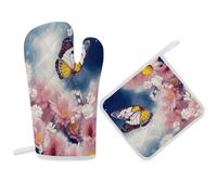 Ensemble de gants de cuisine et maniques en forme de papillon pour cuisine, barbecue, appartement