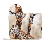 Ensemble de gants de cuisine et maniques en silicone antidérapants pour la cuisine Motif girafe