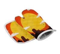 Ensemble de gants de cuisine Sunset avec cordon, gant de cuisine, isolation thermique, gant de cuisine pour la pâtisserie, la cuisine, le grill, le micro-ondes