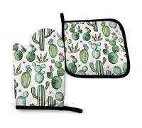 Ensemble de Gants de Four et de maniques Cactus Gants de Cuisine résistants à la Chaleur avec Couche intérieure en Coton pour la Cuisson, la Cuisson, Les grillades