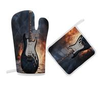Ensemble de gants de four et maniques pour guitare électrique, gants de cuisine et maniques pour cuisine, grillades, appartements essentiels