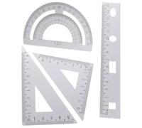 Ensemble de Géométrie en Alliage D’aluminium Argenté pour École | Règle Droite, Plaque Triangulaire et Demi-arc, Format Compact, Facile à Transporter, pour Élèves et Designers