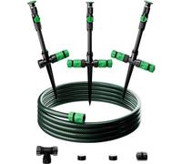 Ensemble de gicleurs de jardin Unyqoos® 360° réglables – 3 gicleurs, 10 mètres de tuyau de 1/2 pouce, 3 rallonges de 13,2 cm, raccord rapide, jusqu'à 23,23 m² par gicleur (3,5 bars)