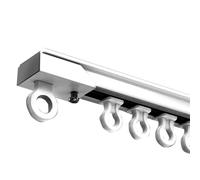 Ensemble de glissières de rideaux invisibles à rail droit, tringle à rail simple montée sur le dessus avec poulie silencieuse, tringle à rideau auto-adhésive haute résistance et sans perforation(White