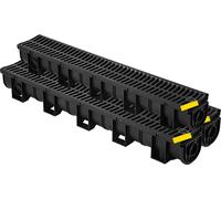 Ensemble de gouttières SucceBuy, pack de 3, système de drainage avec grille en plastique HDPE, dimensions 15x13x100 cm, comprenant 3 embouts, système de connexion par emboîtement, adapté pour jardin,