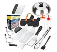 Ensemble de grill, accessoires ustensiles de cuisine d'extérieur efficaces | Lot de 14 pièces en acier inoxydable résistant pour jardin, terrasse, viandes, légumes, crevettes, camping