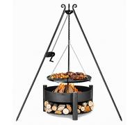 Ensemble de grill CookKing Schwenkgrill Montana 3, comprenant une cuve à feu, un trépied et une grille de cuisson