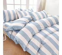 Ensemble de housse de couette 2/3 pièces, couvre-lit à rayures bleu et blanc, linge de lit, ensemble de linge de lit ultra doux, décoration de chambre confortable, doux pour la peau et respirant, ense