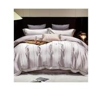 Ensemble de housse de couette 4 Pieces Satin Striped Duvet Cover King/Queen Size Set All Season Luxury Silky Like Bedding with Flat Sheet and 2 Pillowcases Ensemble de literie(Queen 200X230 4pcs)