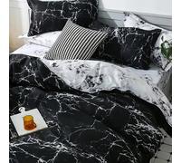 Ensemble de housse de couette à motif marbre, style campagnard 3 pièces, housse de couette noire et blanche douce réversible, texture de marbre abstraite, sans le couvre-lit 135*200,150*200,180*200,20