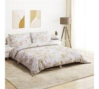 Ensemble de housse de couette blanc et marron 260x240 cm Coton G