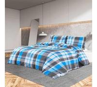Ensemble de housse de couette Bleu et gris 200x200 cm Coton Gris G